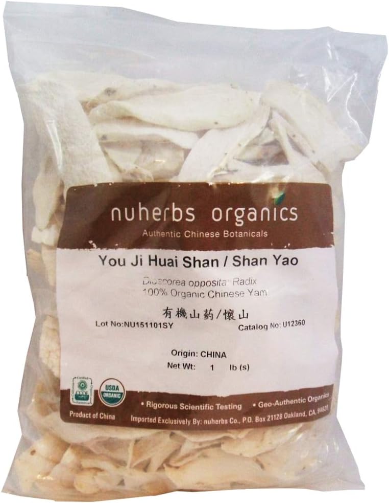 Organic Chinese Yam Root in Cut Form 1lb Bulk Bag - Dioscorea opposita - Shan Yao