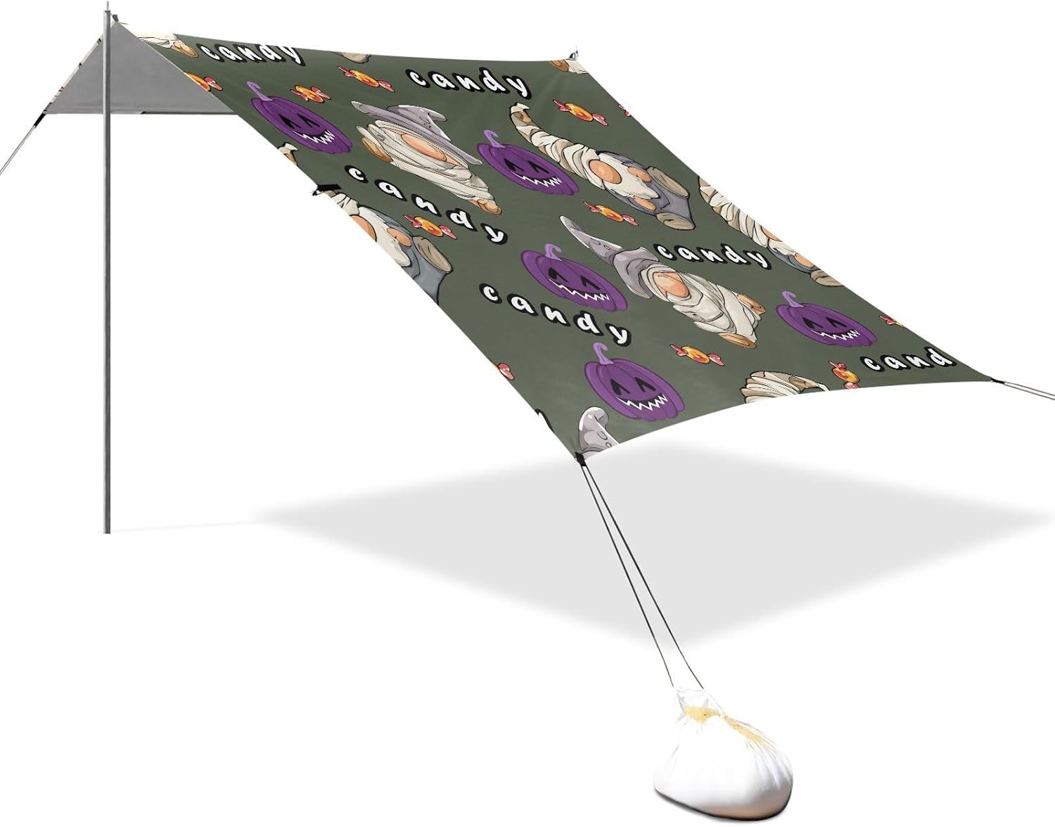 ALAZA Gnome Pumpkin Halloween Beach Tent Sun Shelter UPF50+ Protection Beach Shade Canopy w/ 4 Sandbags for Outdoor Camping, Fishing, Backyard Fun, Picnic, 10x9 ft