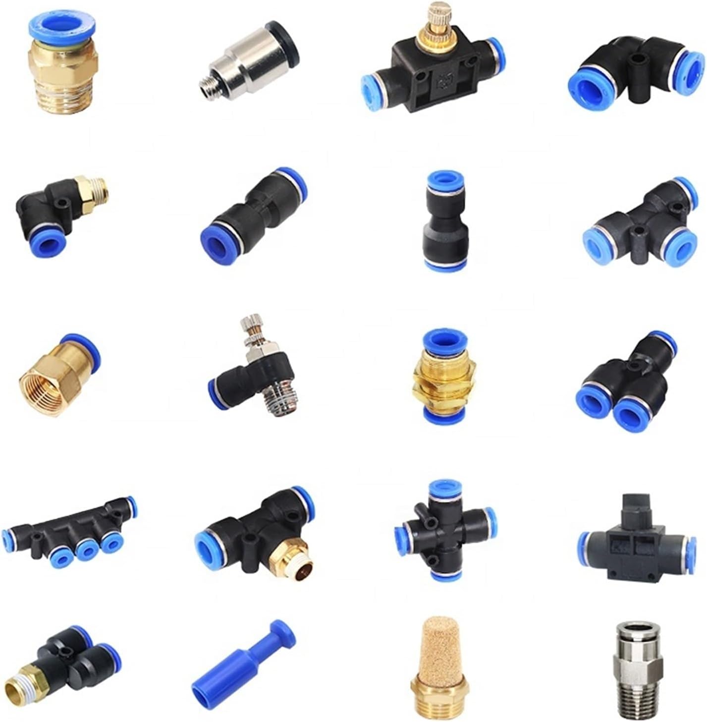 Pneumatic Fitting Air Hose Connector BSPT NPT Thread Quick Push In Air Pipe Connector 2Pcs(PC Male intubation)