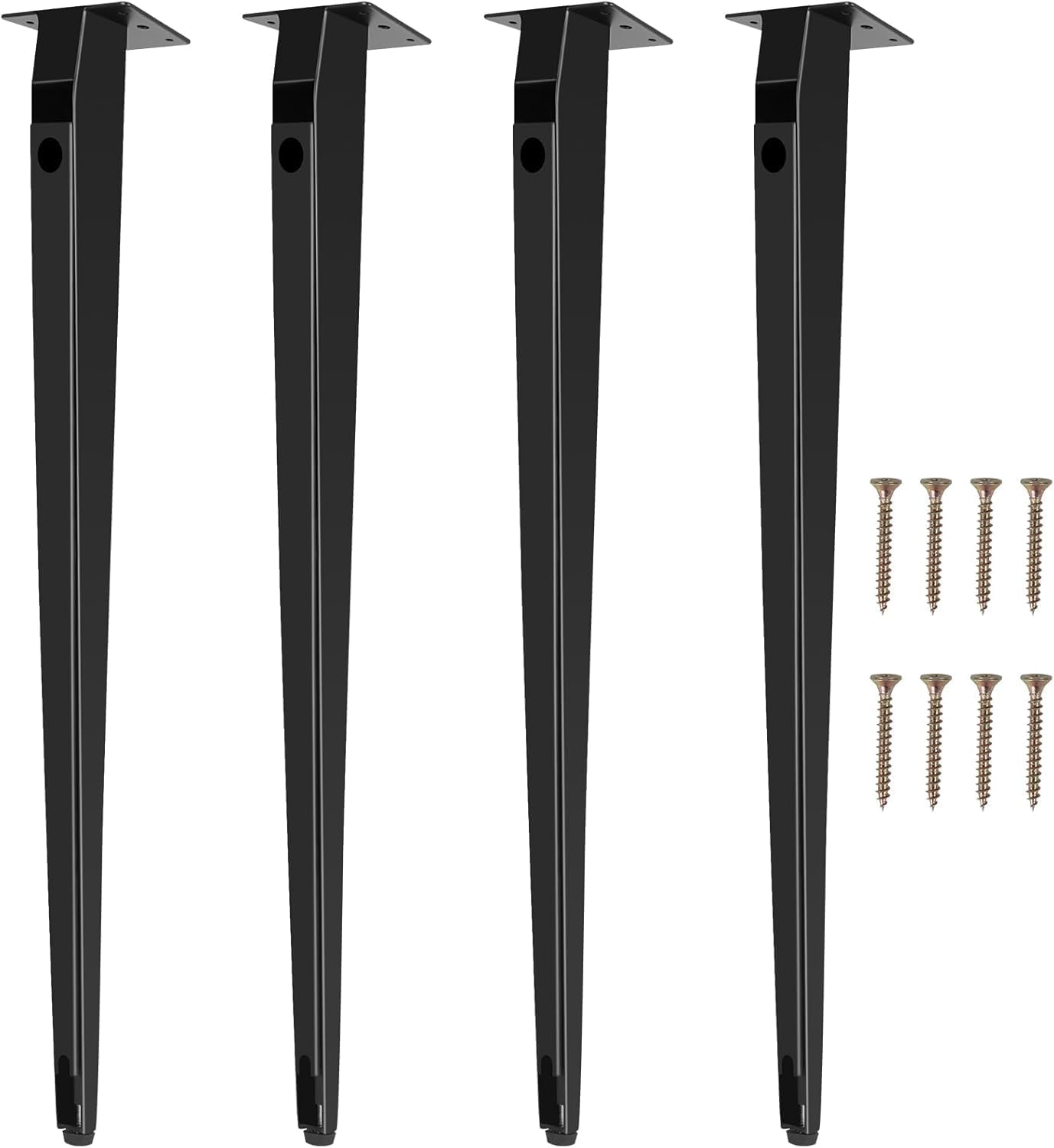 Black Matt Ironwork Design, Hairpin Table Legs 28 Inch - Adjustable Furniture Legs for Coffee Tables, Benches, and Shelves - Rust-Resistant Metal legs with Hidden Wire Holes (Set of 4)