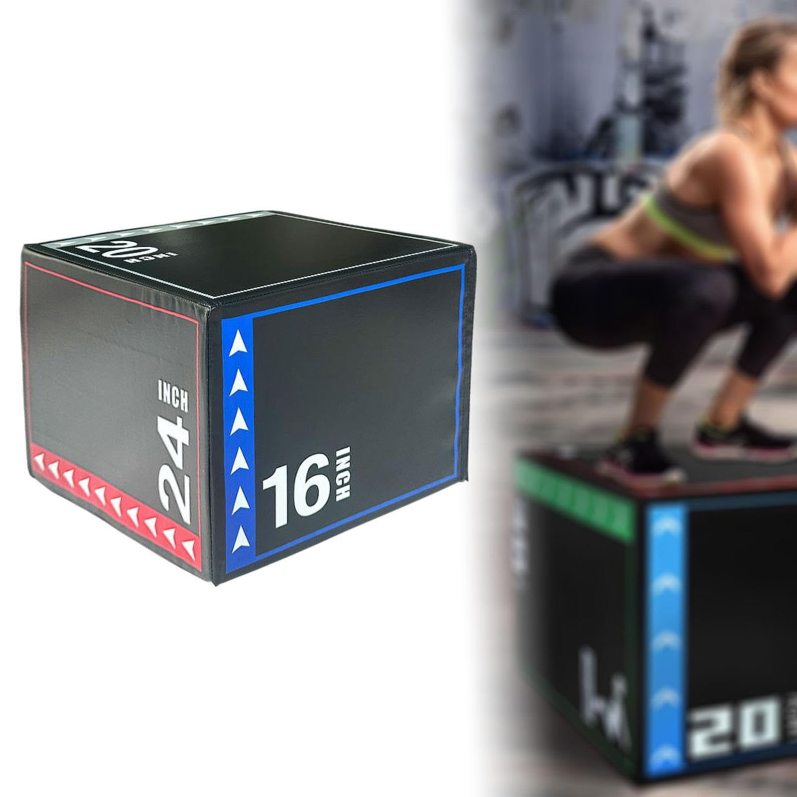 Caja de Salto Pliométrica para Fitness de Entrenamiento Cajón de Agilidad Fabricada en PVC Adecuado para Entrenamiento de Potencia Y Coord- Multinivel para Gym y Casa