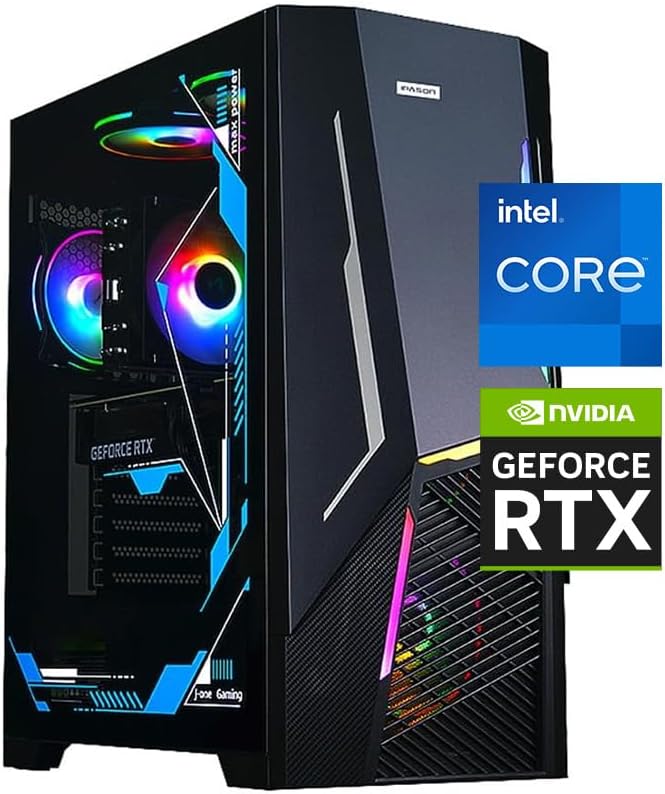 IPASON Gaming PC Desktop – Intel Core i5 12400F 2.5 GHz, NVIDIA RTX 4060 8G, 1TB NVME SSD, 16GB DDR4 RAM 3200, 650W PSU, Windows 11 Home 64-bit