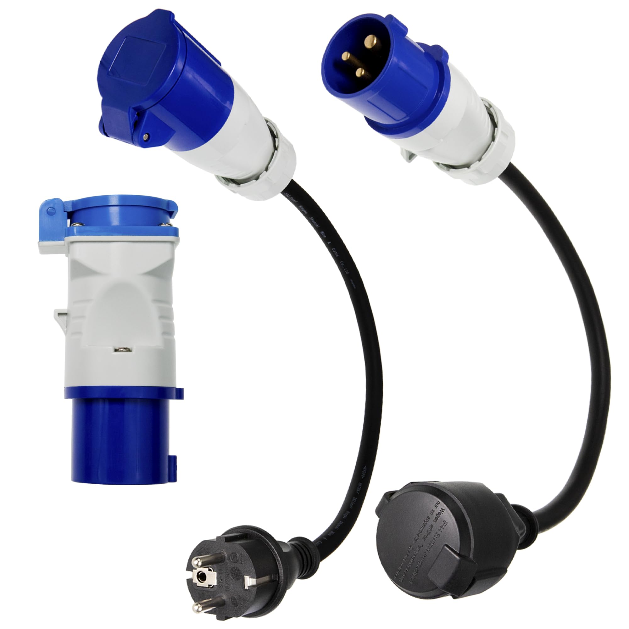 3X CEE Adapter Schuko umwandeln, 230V 16A für Camping & Wohnmobil