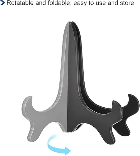 Miniatura 4 de uxcell 3pcs 8" soporte de placa de caballete, soporte de exhibición plegable de plástico similar a la madera negro para marco de imagen decorativo