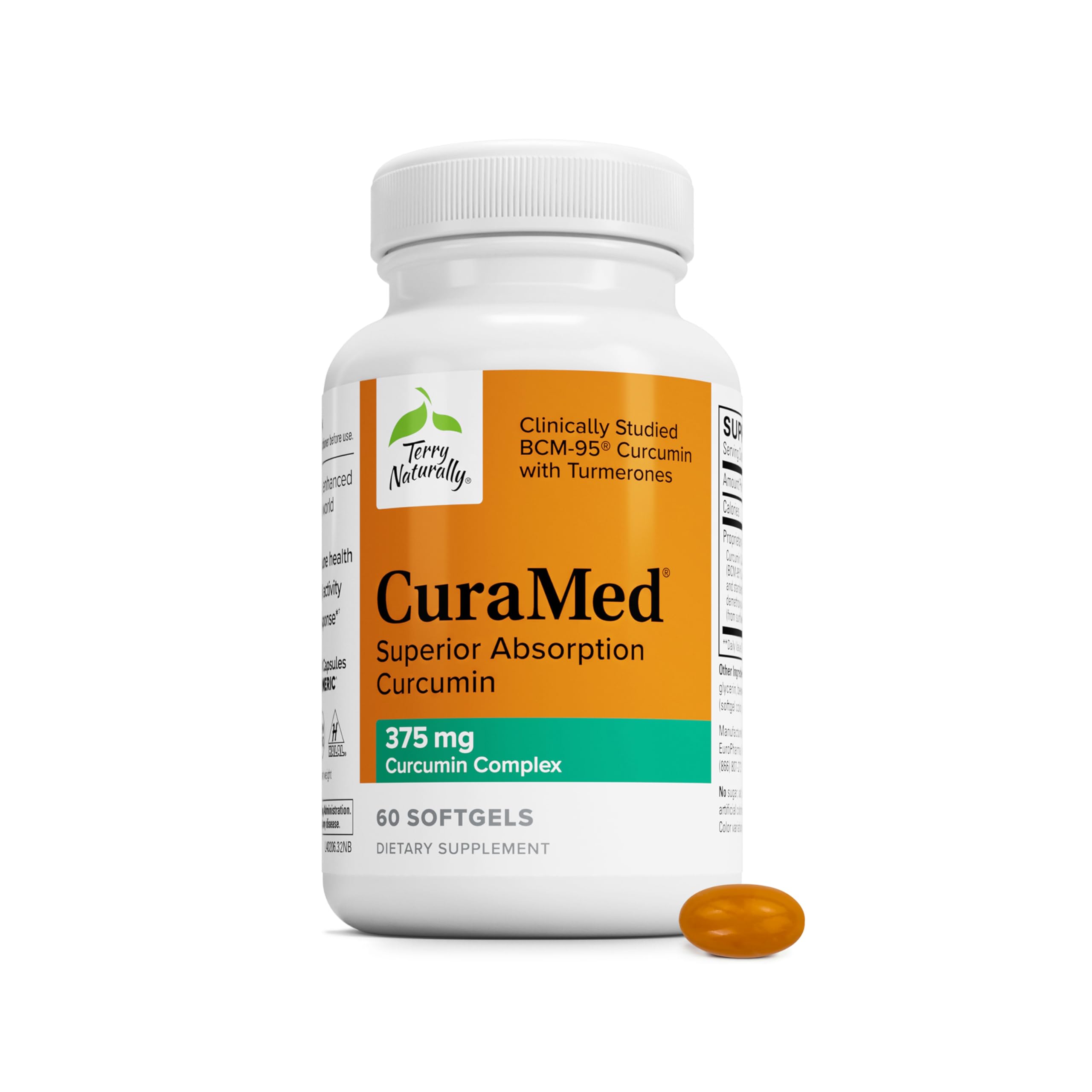 Terry Naturally CuraMed 375mg - Pain & Inflammation Relief - 60 Count Pack of 1 60
