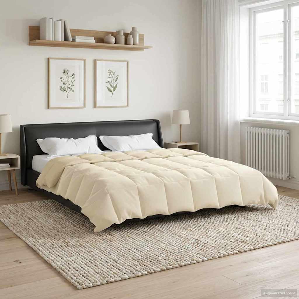 Générique Winter-Steppdecke, 200 x 240 cm, Mikrofaser, cremefarben | Faserfüllung, wendbar, Mikrofaser und Samt, maschinenwaschbar, gestepptes Design