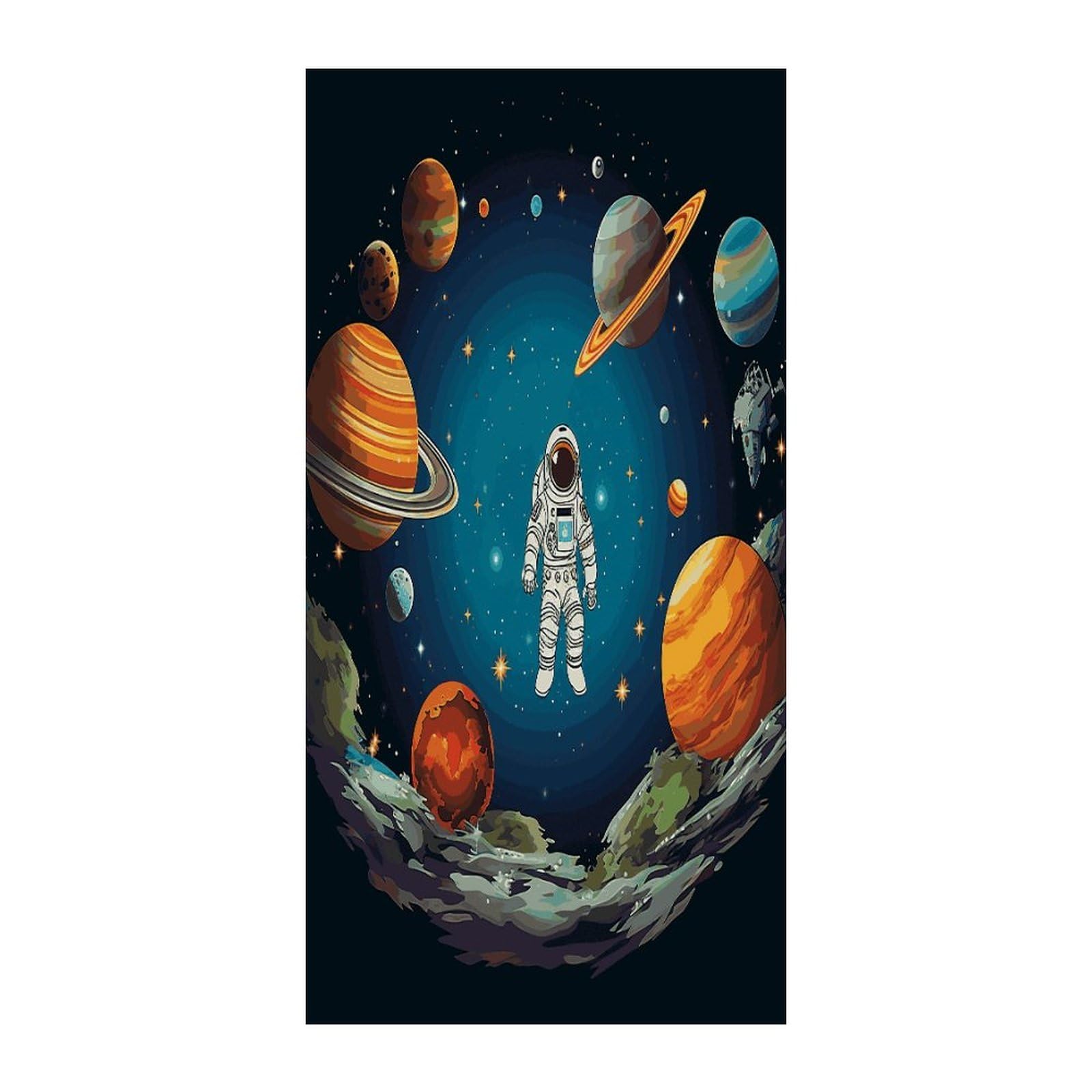 Fekiloot Style Outer Space Rocket Astronaut Door Curtain Room Divider Curtains