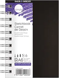 DALER ROWNEY Simply Sketchbook, Papel para Desenho em Caderneta, com Espiral, Tamanho A6, Gramatura 100 g/m²