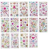 14 Sheets Big Rhinestones Stickers, Self-Adhesive Craft Jewels and Gems Sticker for DIY Crafts, Scrapbook, Multicolor