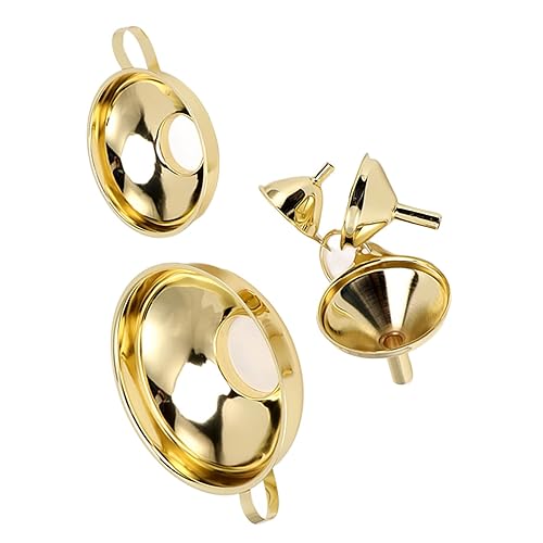 Miniatura 2 de Embudo de 5 piezas, diseño de cuerpo de cubo de arco, accesorios de cocina, embudo de acero inoxidable dorado con mango lateral, conveniente de