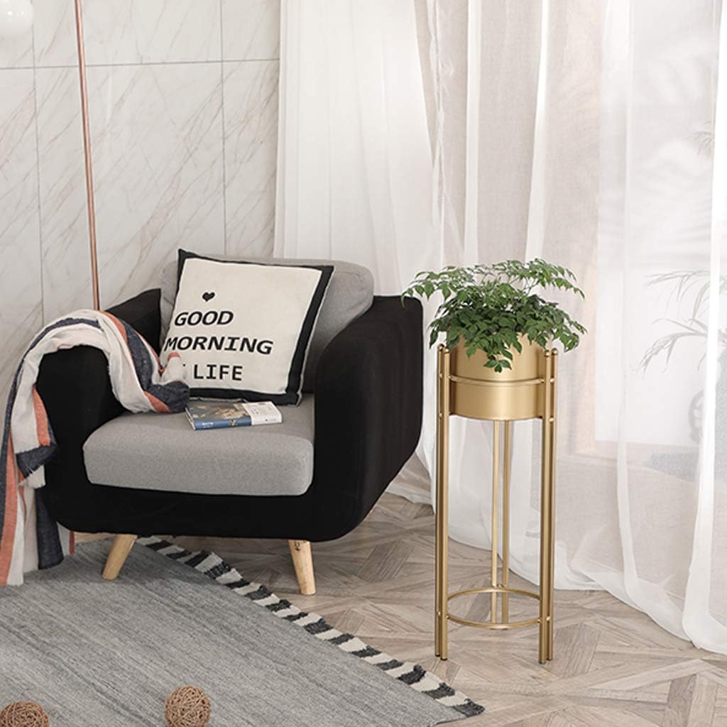 Iron Flower Pot Rack Decorative Metal Standing for Indoor Outdoor Balcony Living Room Space-Saving Stands Plant Holder Display Shelf - Gold(Small)