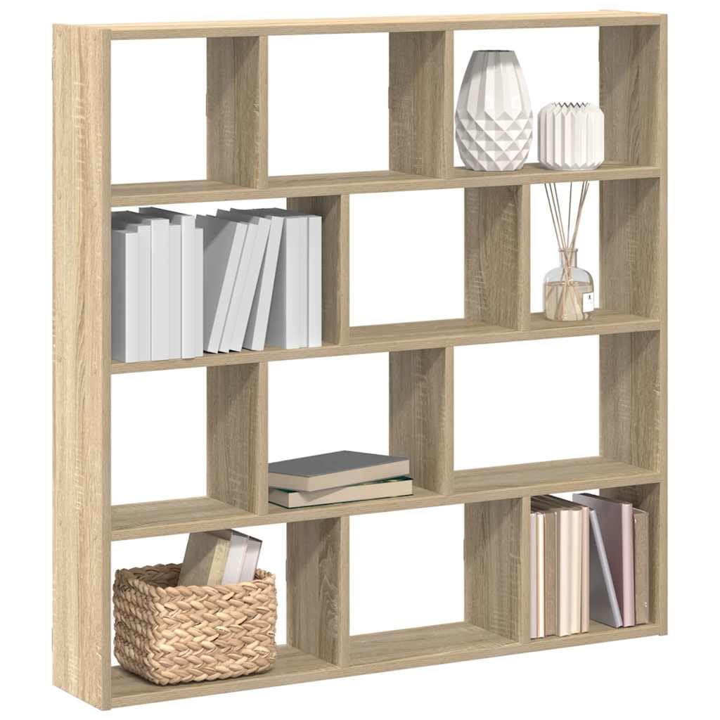 vidaXL Würfelregal 12 Fächer Sonoma-Eiche Holzwerkstoff, Regal, Wandregal, Würfelregal Wandmontage, schwebendes Würfelregal, Würfel Wandregal