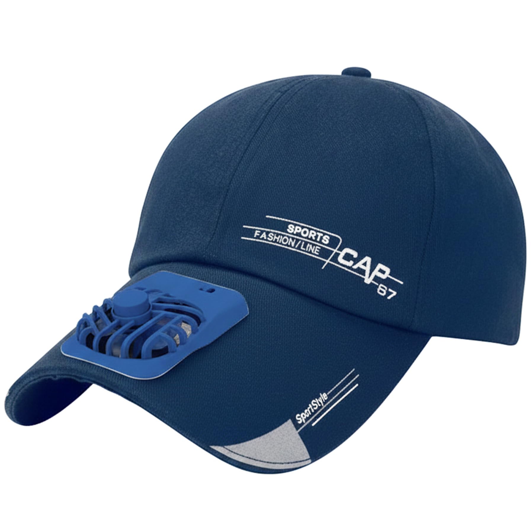 Casquette avec ventilateur intégré pour l'extérieur casquette rafraîchissante avec flux d'air puissant de baseball de protection solaire pour l'été les voyages et le sport (bleu).