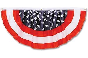Beistle Stars & Stripes Flag Bunting - Patriotic Fabric Bunting for Deck,...