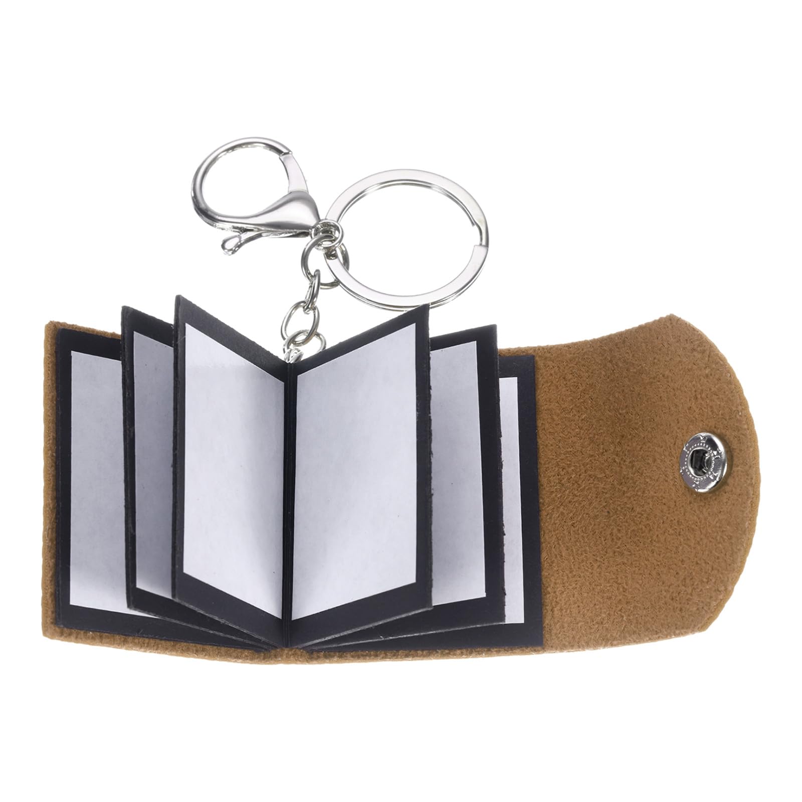QUARKZMAN Portachiavi Personalizzato con Immagini, Mini Album Fotografico Pelle Personalizzato con 10 Immagini Fai Da Te Libro Chiave Memoria Ring per Famiglia, Marrone