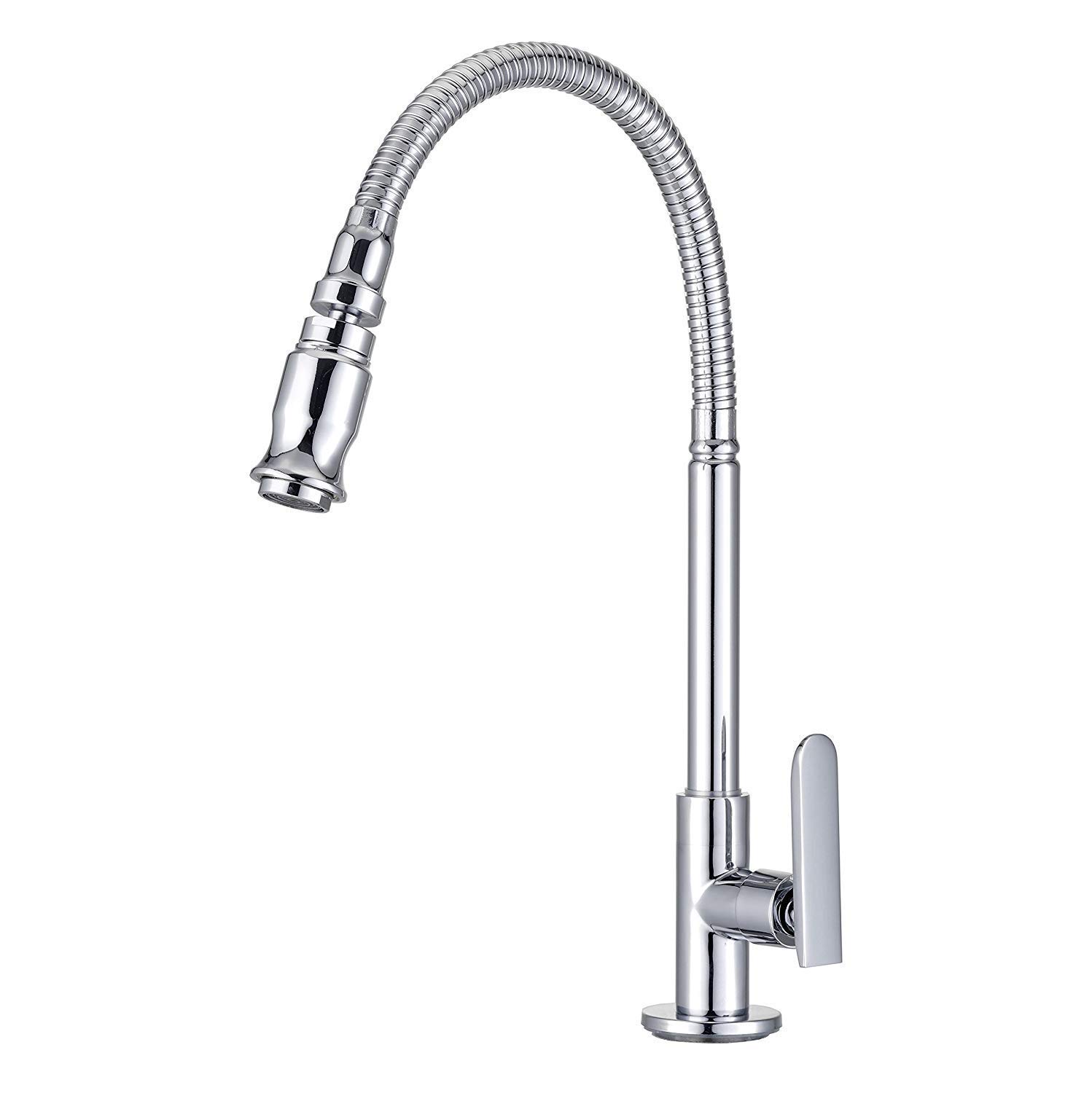Robinet évier cuisine poignée unique eau froide chrome rotatif universel