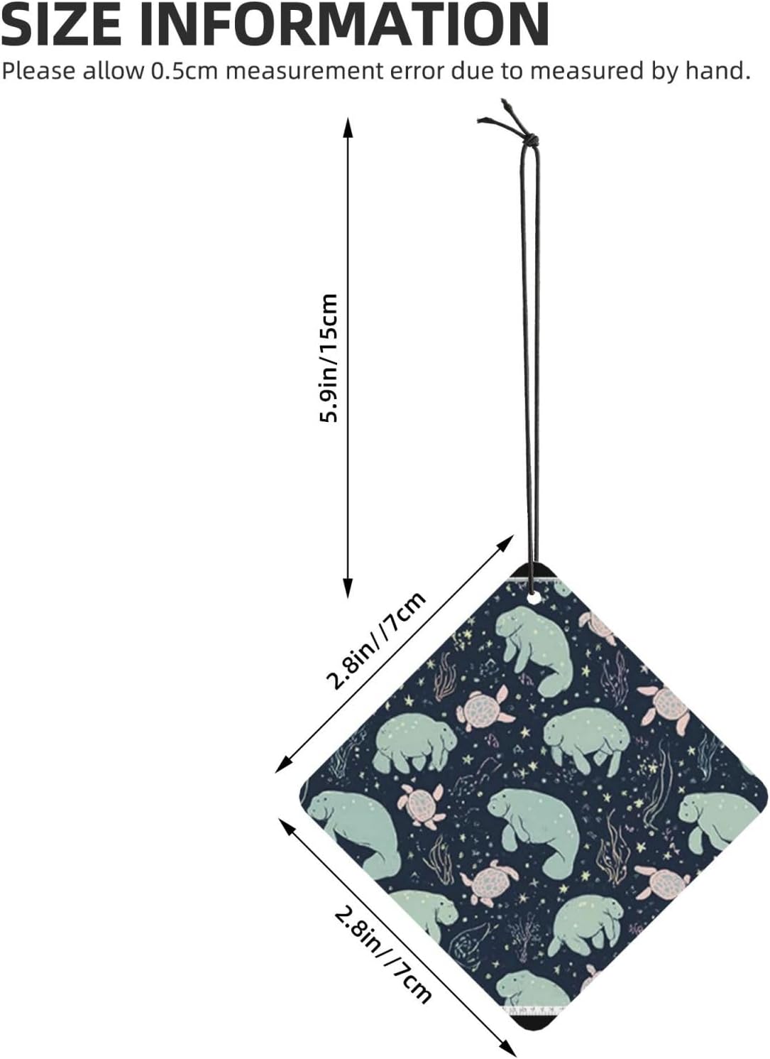 Car Air Freshener 24 PCS Manatee Animals Hanging Car Air Fresheners Auto Interior Decor Card Freshener Strong Scented Card Lavender Cars Scents for Office Bedroom Close Drawer Square