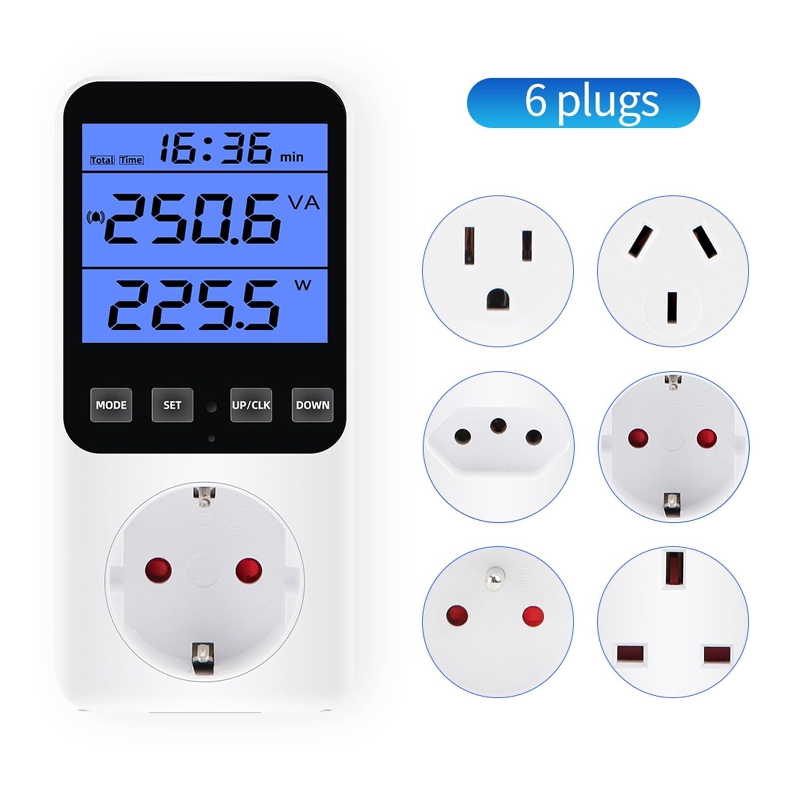 Prise de wattmètre de compteur de puissance numérique 220V/120V AC
