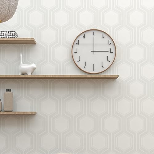 Tomete Papel tapiz moderno para despegar y pegar, papel de pared geométrico bohemio, papel adhesivo gris claro y blanco para cajones de gabinetes,