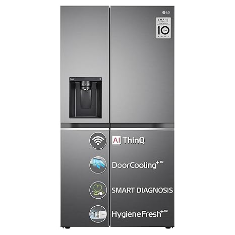 LG 635 L Frost-Free Inverter Wi-Fi Side-By-Side Refrigerator Appliance (2023 Model, GL-L257CPZX, Shiny Steel, Door Cooling+ | with Water & Ice Dispenser)