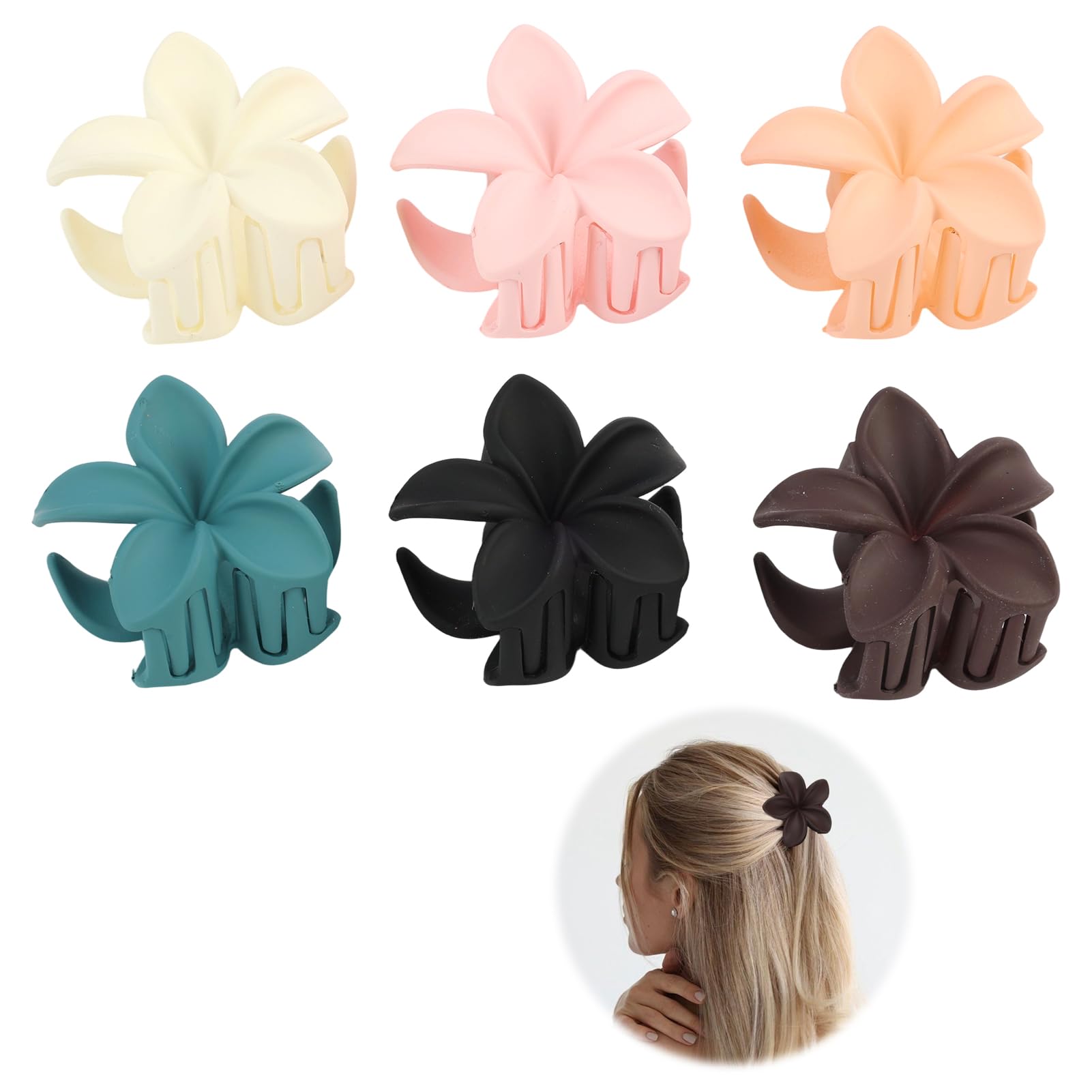 6 Pieces Non-Slip Flower Hair Claws, Flower Claw Clips, Matte Hair Clips