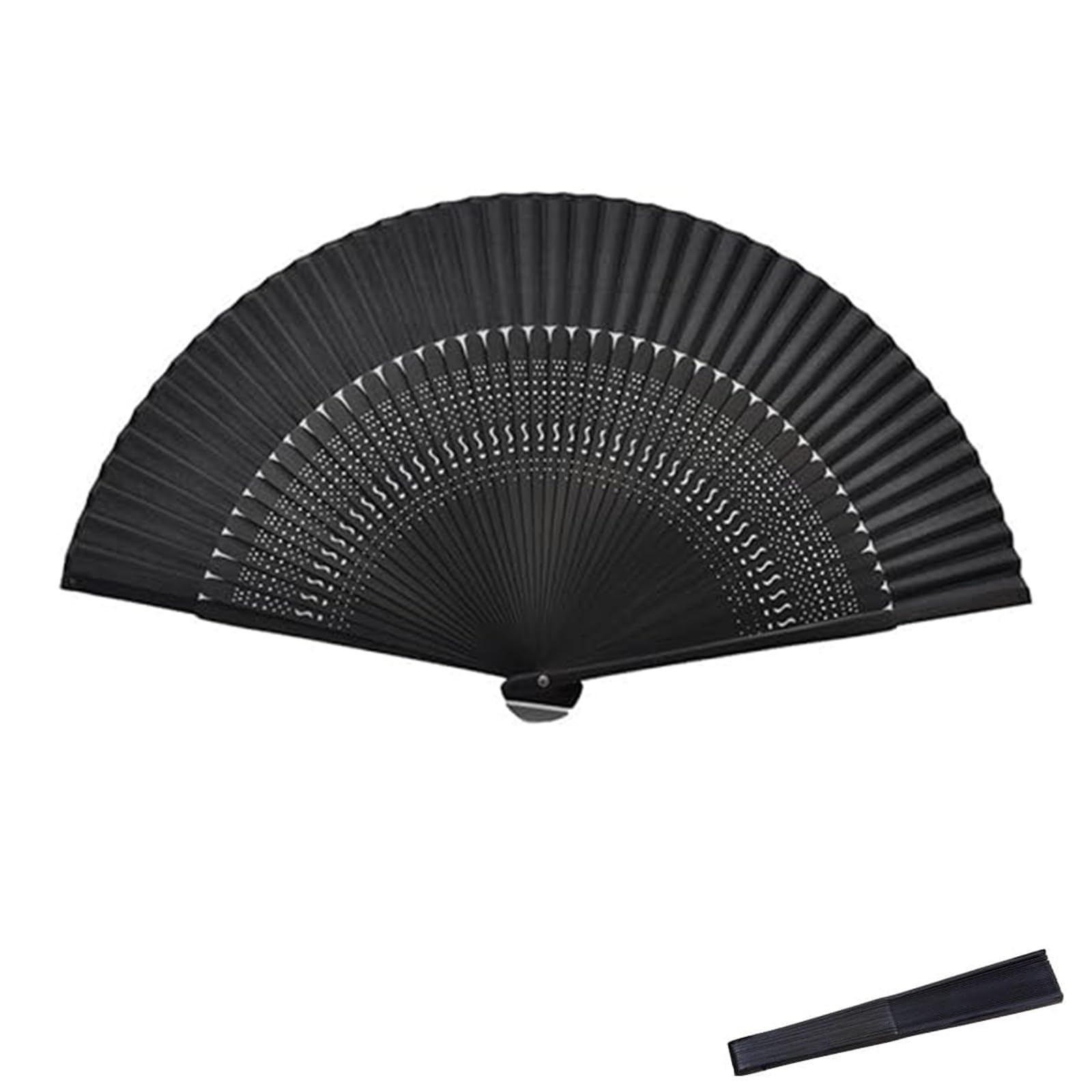 [YIBOOOM] 扇子 シルク 竹 シンプル 無地 高級シルク扇子 短地扇子 大きい 浴衣 着物 和小物 歌舞伎小物 花火大会 母の日 父の日 夏の祭り 猛暑対策用 男女兼用 (ブラック無地)