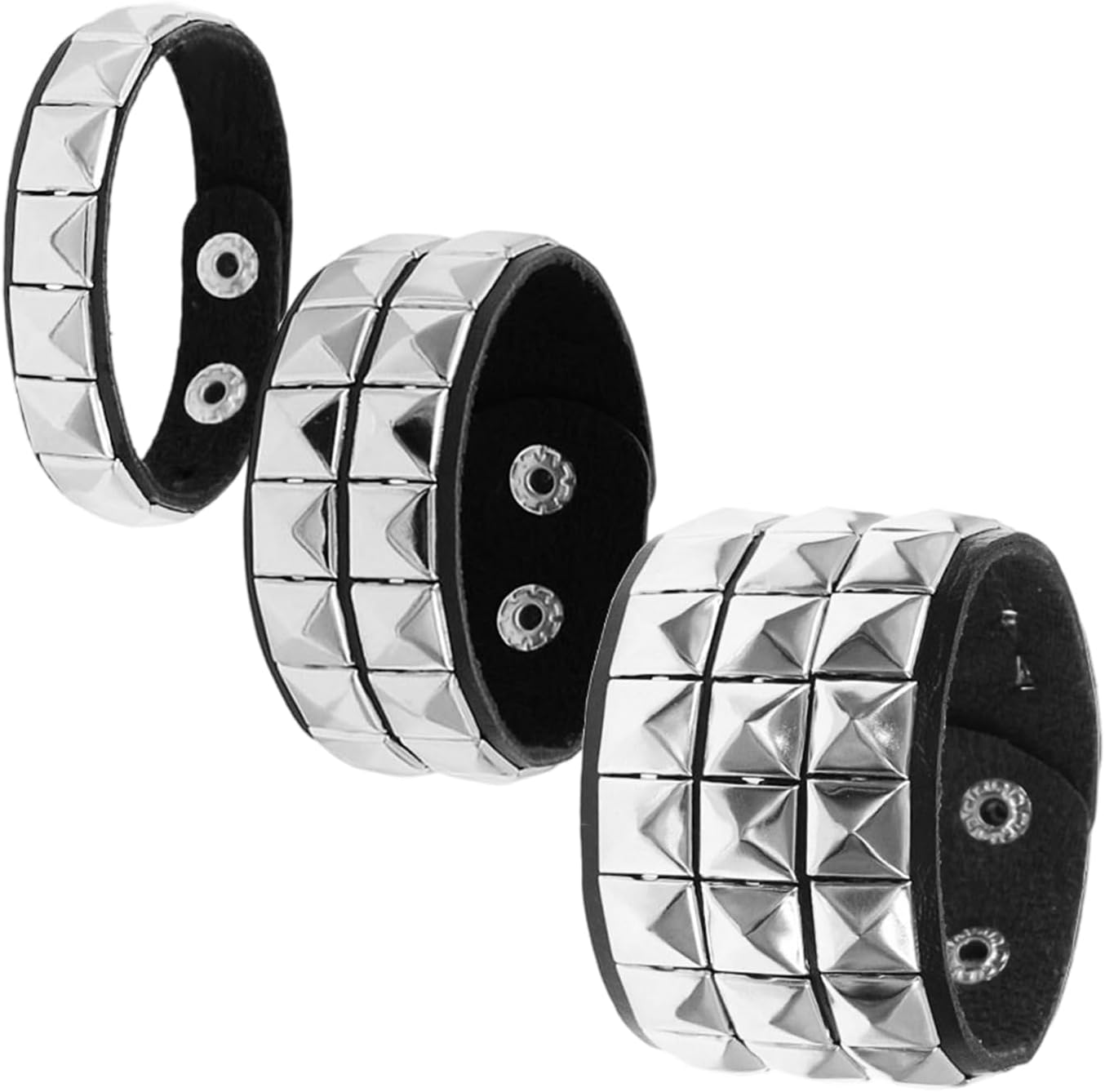 3 PCS Spiked Studded Bracelet Set Punk Rock Leather Bracelet for Women Men 80s Emo Cuff Bracelets Halloween Accessories Gothic Wristband Cuff Bangle Punk Jewelry