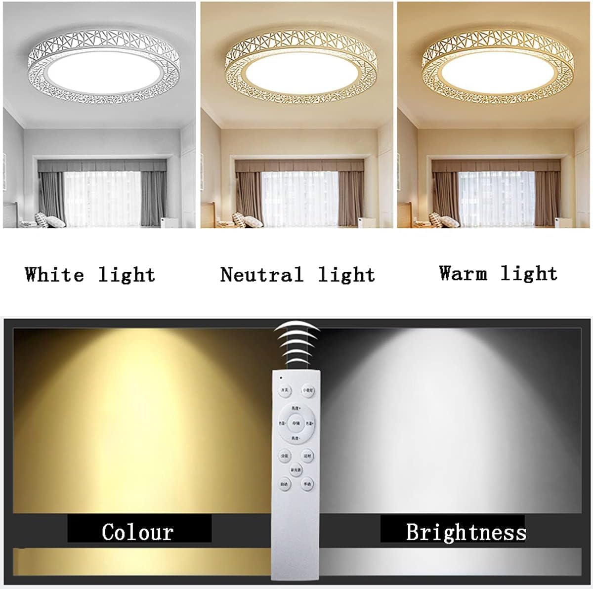 Plafoniera LED Dimmerabile 36W Con Telecomando - 40x40cm, Bianco Caldo/Freddo, Per Interni Casa - Foto 4