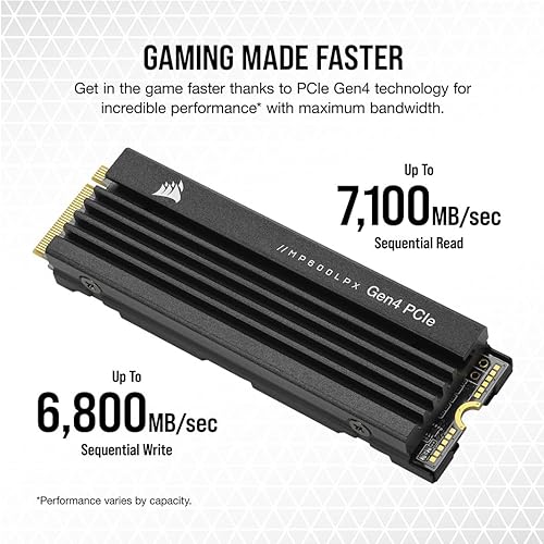Miniatura 10 de Corsair MP600 PRO LPX 4TB M.2 NVMe PCIe x4 Gen4 SSD - Optimizado para PS5 (hasta 7,100 MBs de lectura secuencial y velocidades de escritura