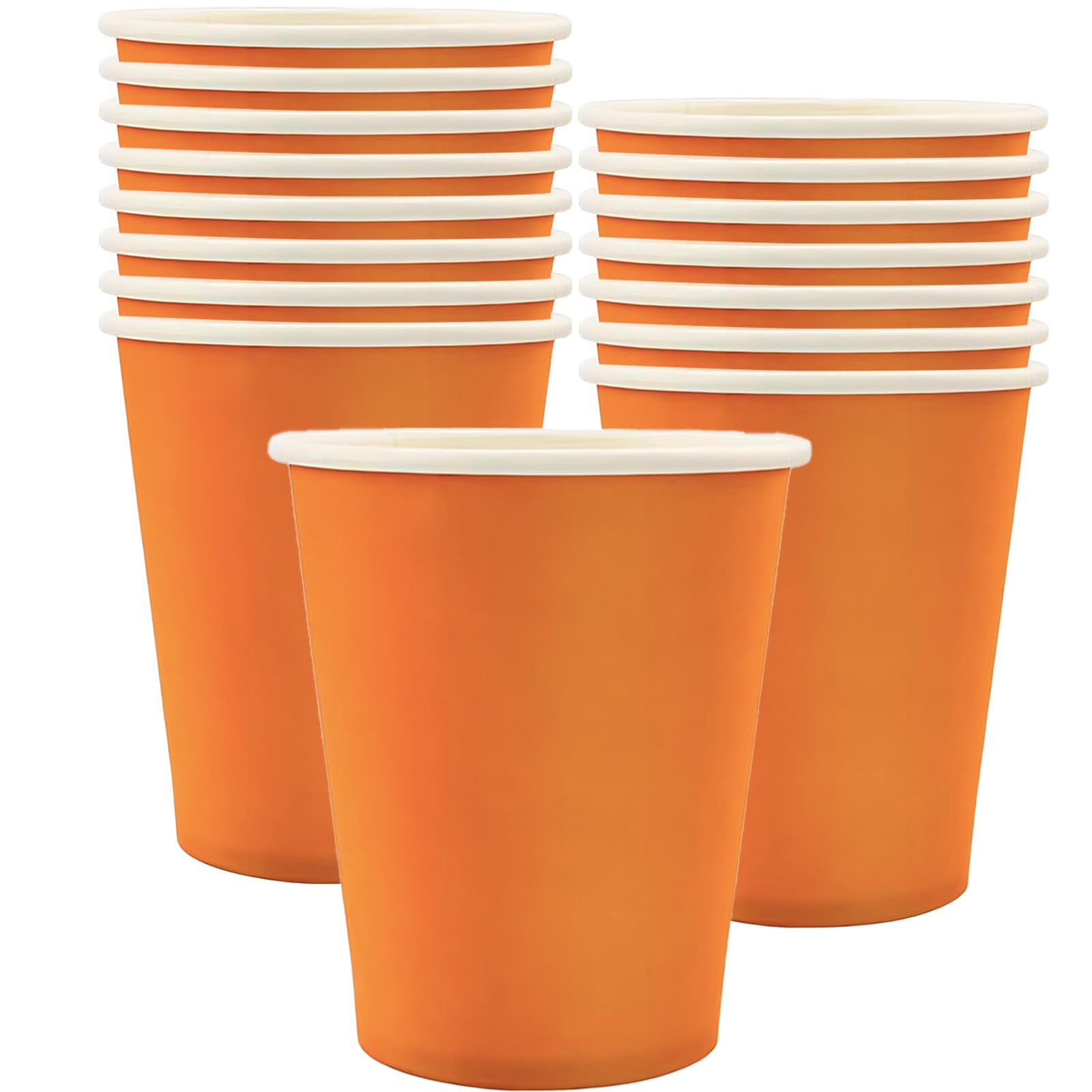 MOMAHUA 16P Party Cups,Orange Paper Cup for Birthday,9oz/250ml Birthday Cups Solid Color Tableware,Table Decors for Wedding,Picnic,Sage Green Themed Party Supplies for 16 Guests — image 1