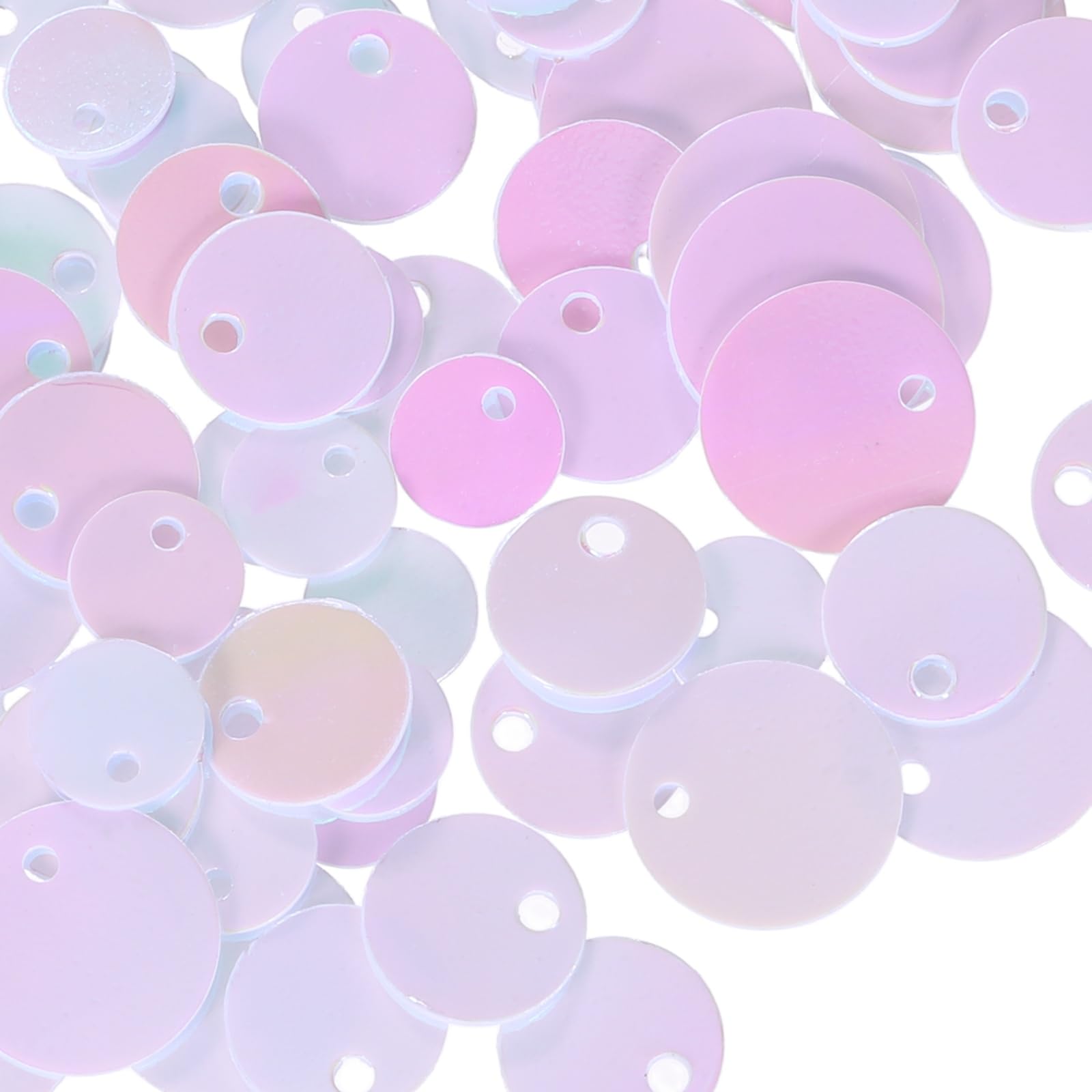 sourcing map 1500 Pcs Flat Round Sequins, 6/8/10mm Loose Paillettes Craft Sewing Sequins with Single Side Hole for DIY Embroidery Clothing Jewelry Making, Milk Tone White