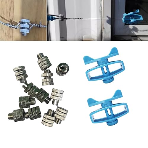Miniatura 2 de Zuobeiyi 12 conectores eléctricos de alambre para valla con 2 tensores eléctricos de cerca, abrazaderas de perno dividido, tensor azul en línea para