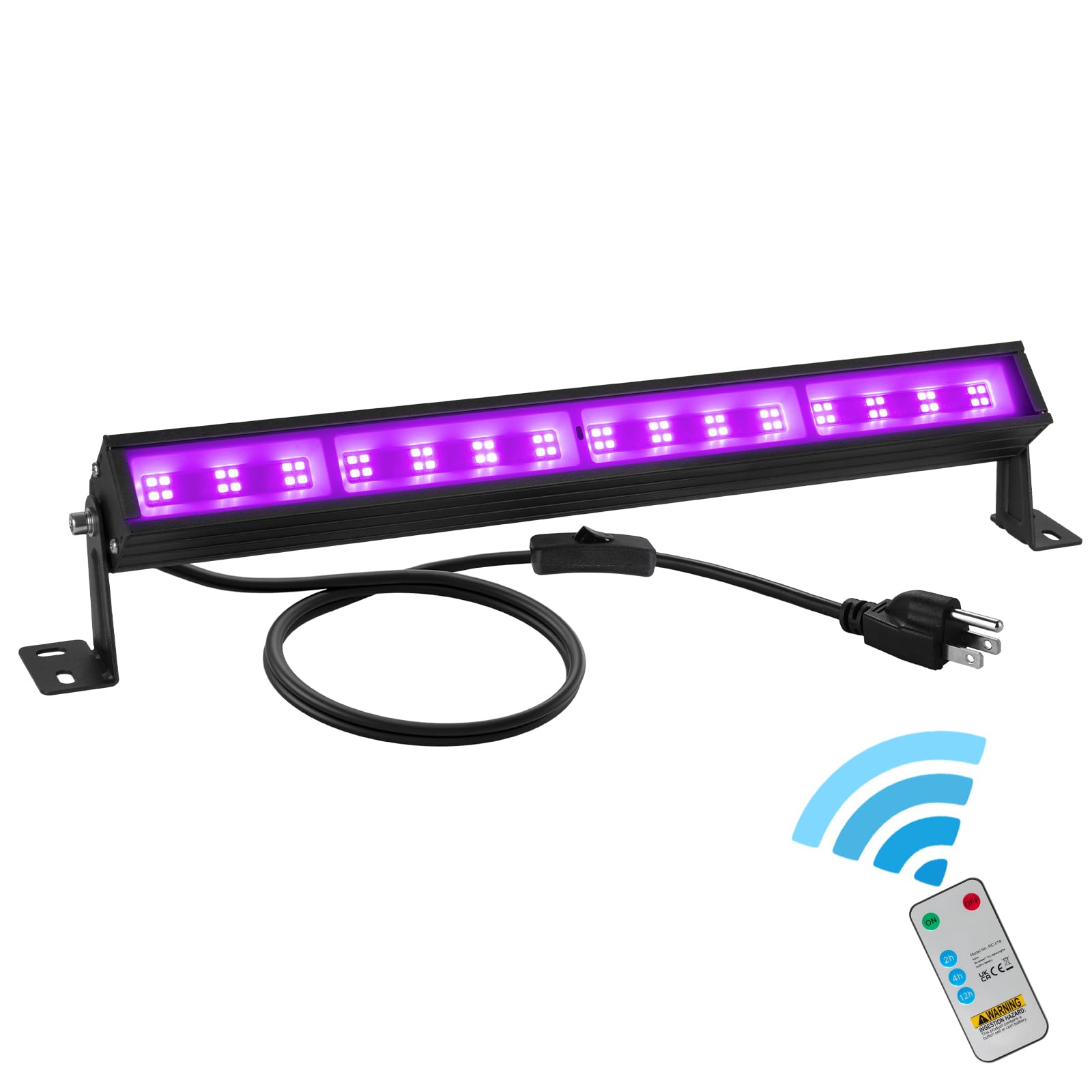 38W LED Black Light Bar Blacklight Bars with Plug and Switch Light Up 22x22ft Area for Glow Party Halloween Parties Bedroom Decorations Stage Lighting -1pack Carrying a Remote Control