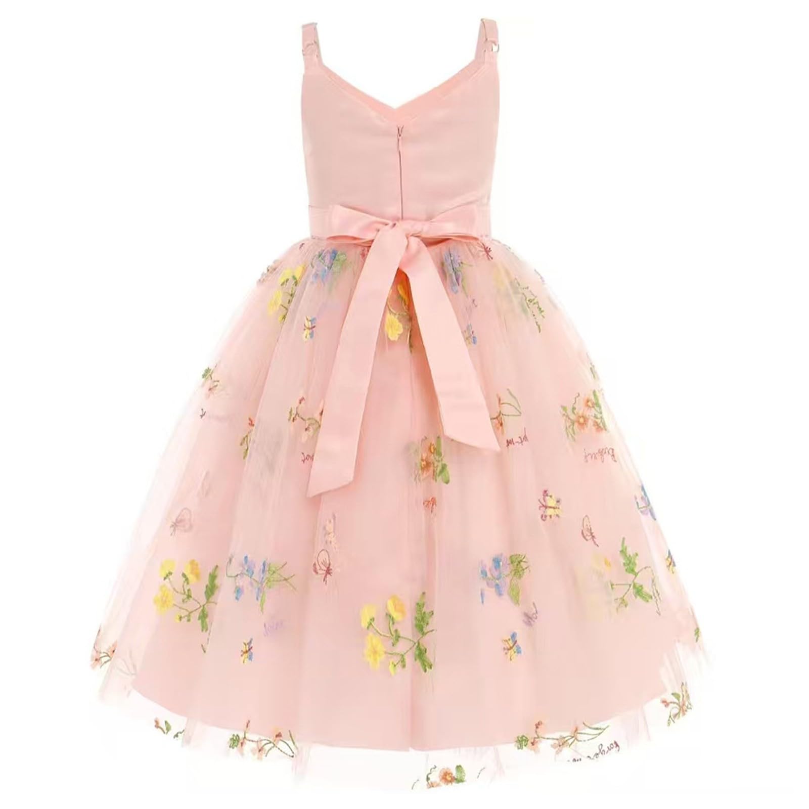 Vestido NiñA-Vestido De CumpleañOs Infantil con Tirantes De Encaje Bordado (3 A 14 AñOs)