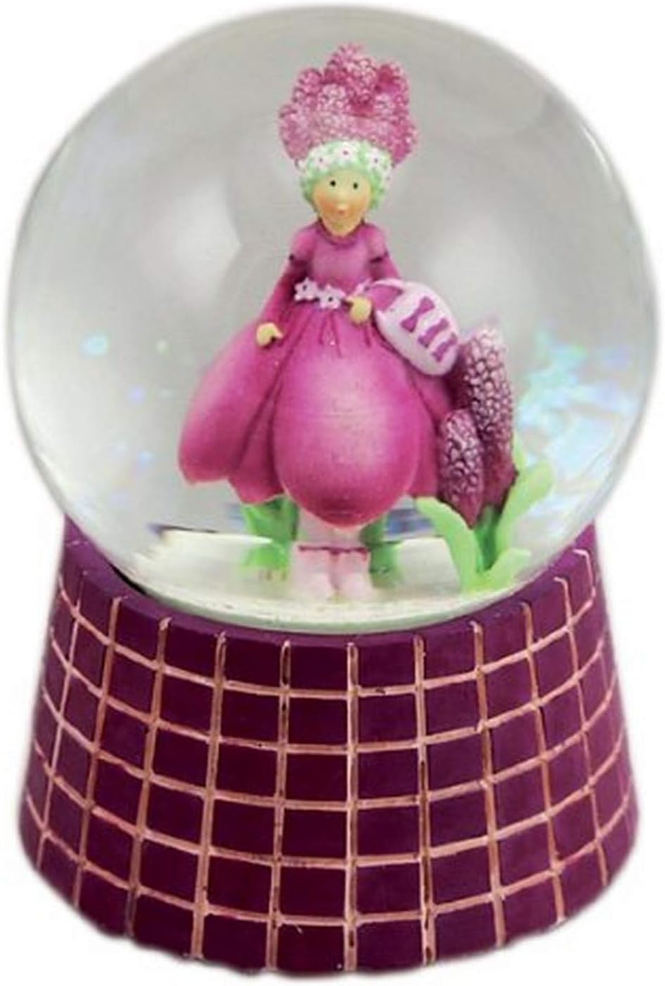 MusicBox Kingdom 18112 Glitter Globe with Pink Flower Lady