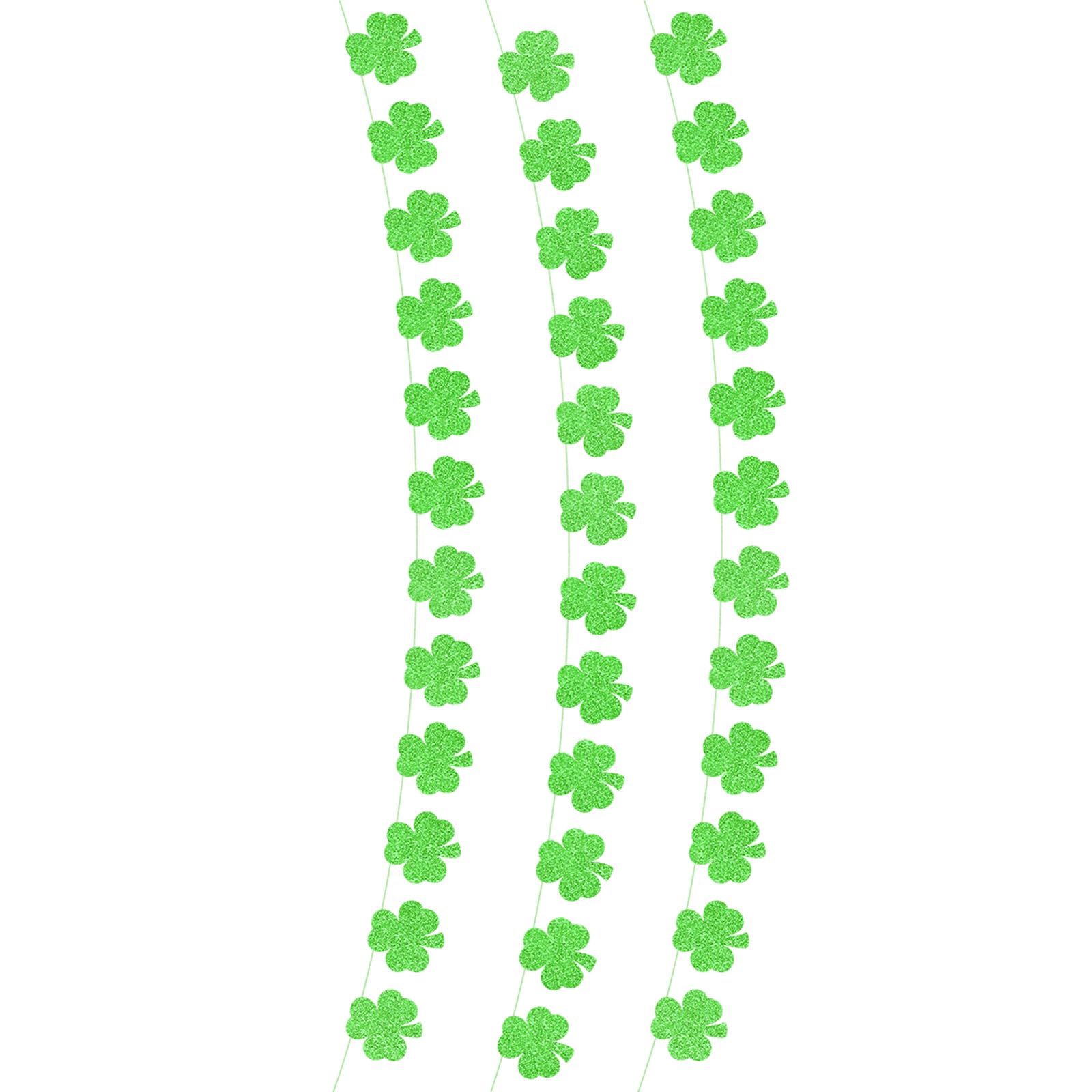 LUCKGONI Double Side Glittering Paper Leaves Bunting Patricks Day Decoration for Wall Door Mantels Irish Festival Celebration