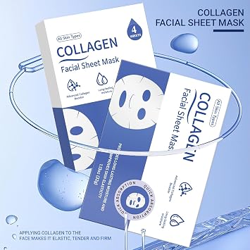 MMV Collagen Face Mask 4-Pack Bio-Collagen Real Deep Overnight Mask for Womens Skincare Deep Hydration & Pore Tightening Facial Mask