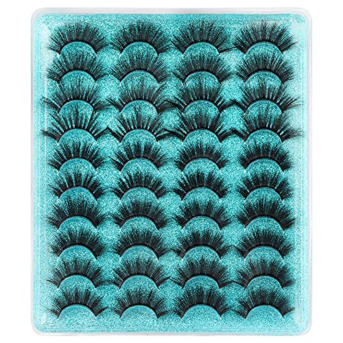False Eyelashes Faux Mink Lashes Dramatic Fluffy Full Thick Volume 19-22mm Lashes Pack 20 Pairs 5 Styles Fake Eyelashes Pack by Wiwoseo