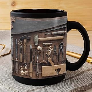 Novelty Carpenter Vintage Carpentry Tools Mug - Gift for Husband, Father's Day, Christmas, Birthday - Funny Coffee Cup for Cool Dad from Daughter, Son, Wife - 11oz