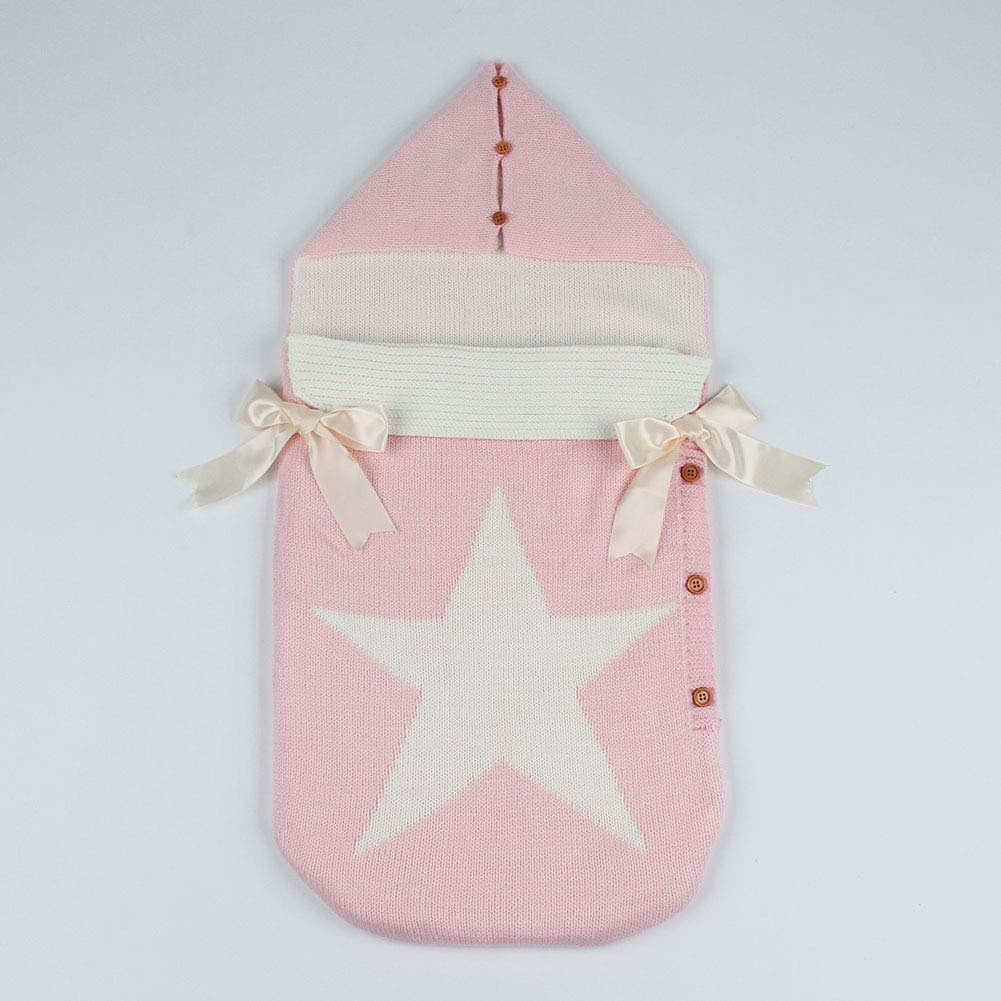 LINAE Sleepsacks - Winter Envelope for Newborns Baby Swaddle Wrap Blankets Blue Star Knitted Infant Stroller Sleep Sacks Toddler Bebe Sleeping Bags 1 PCs
