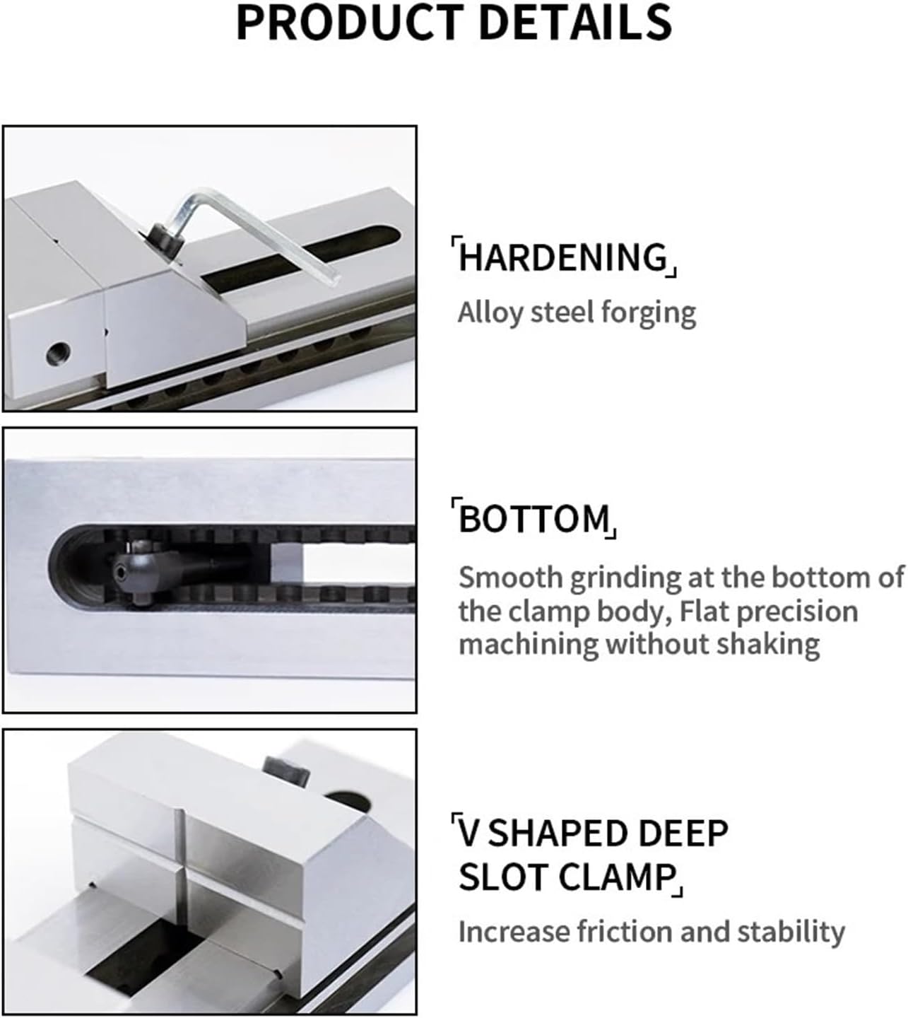 QKG Quick-Action Precision Vise 2" 3" 4" 5" 6" Flat-Nose Compatible for Grinders and Sliding Milling Machines(QKG125)