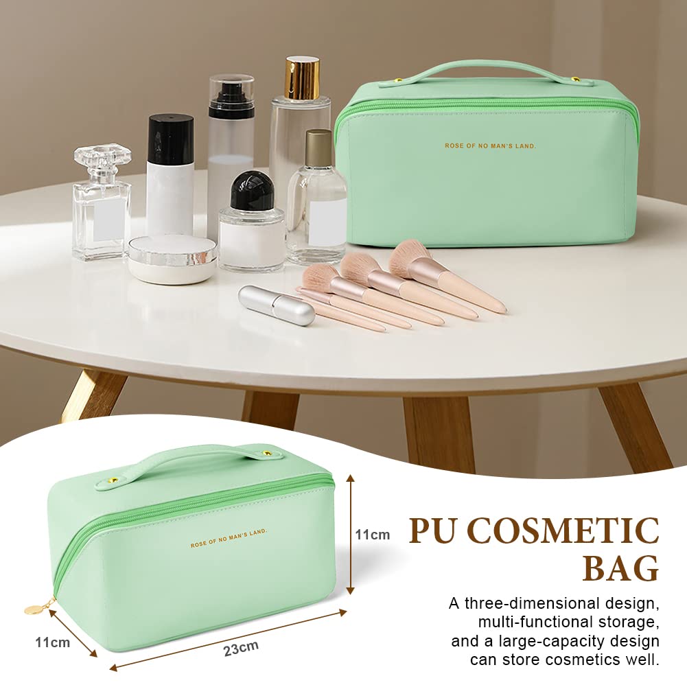Aucuu Borsa Cosmetica da Viaggio, Beauty Case da Viaggio Donna, Borsa da Viaggio per Cosmetici, Borsa Cosmetica da Donna in Morbida Pelle PU, Borse da Toilette Impermeabile Portatile