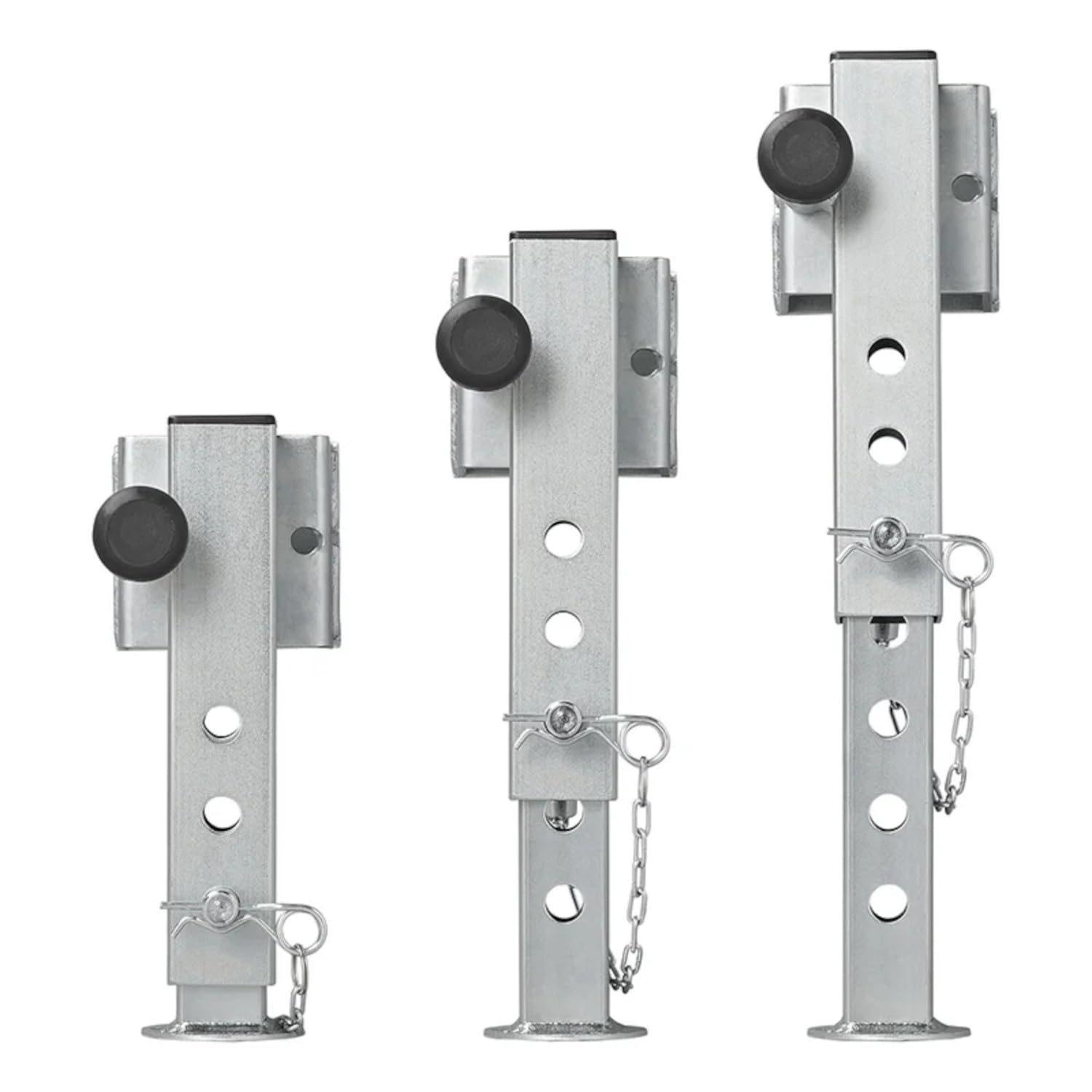 Preiswert&Gut 2X Anhängerstützen & Kurbelstütze Wohnmobil – Stütze 1300 kg, Stahlrohr 60x60 mm, kippbar – höhenverstellbar 345–445 mm Ausdrehstütze und Wohnwagenstützen Anhänger