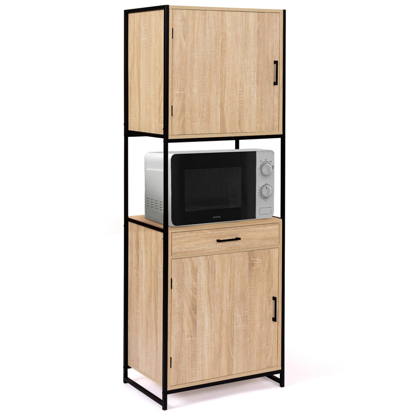 IDMarket - Cocina buffet de 60 cm Detroit Muebles 2 Puertas Diseño Industrial + Cajón