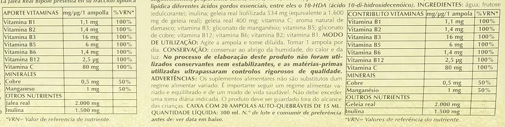 Intersa Bipole Jalea Forte 2000 - Pack Ahorro 2 x 20 Ampollas - Con Vitaminas B2, B3, B5, B6, B12 y C - Contribuye a Disminuir el Cansancio y la Fatiga y al Funcionamiento Normal del Sistema Nervioso