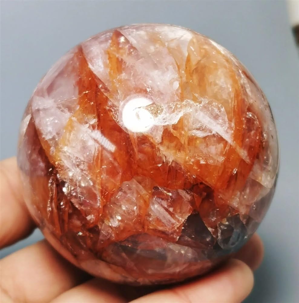 AARTERZZA Beautiful Crystal Red Fire Quartz Polished Sphere Ball Ornaments (Size : 1500-1600g)