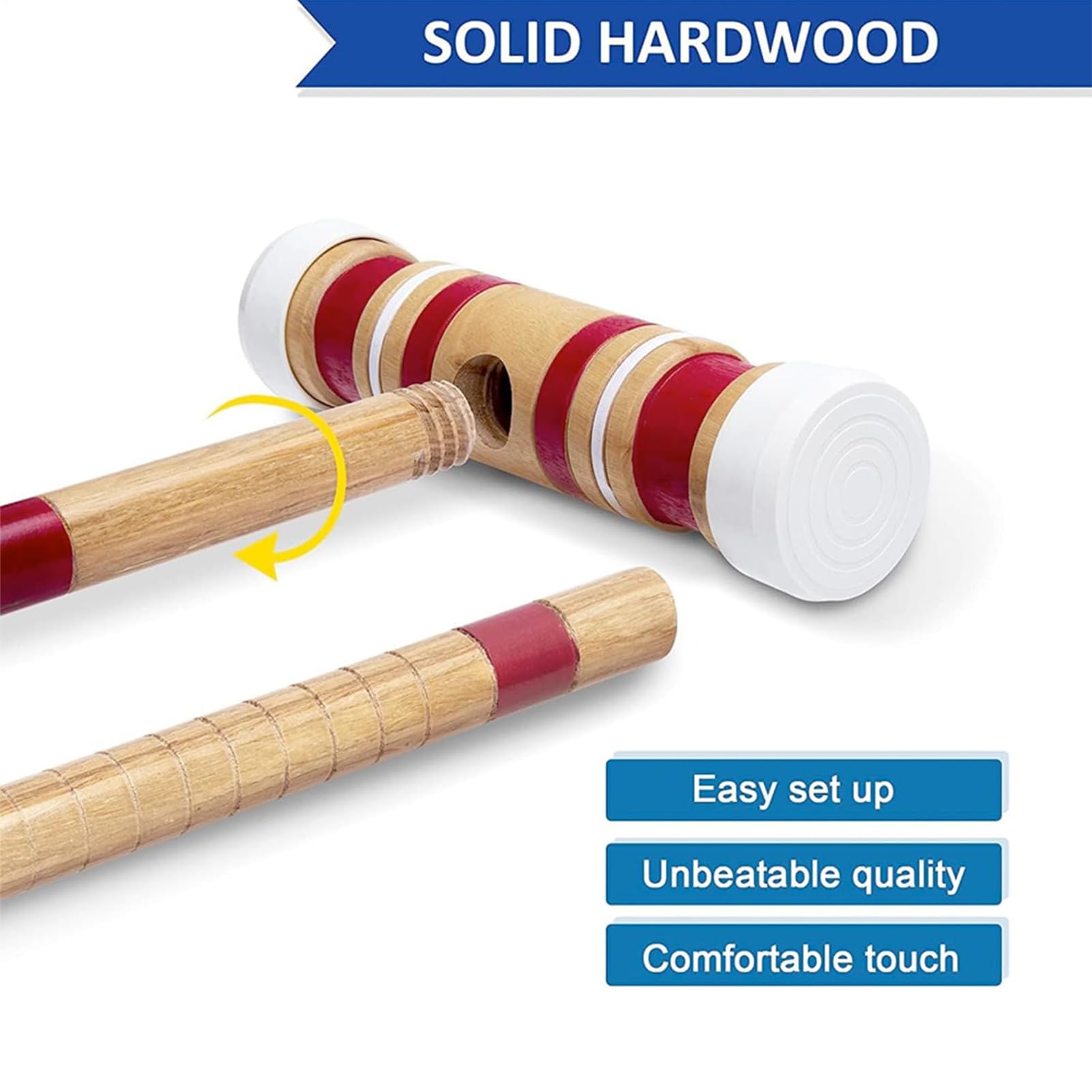 Juego De Croquet De 6 Jugadores - Juego De Césped Al Aire Libre, Kit De Bolos De Madera | Durables Reutilizables Aderucción Deportiva, Excelente Herramienta Deportiva para Grupo De Entretenimiento