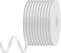 Vista 144 de Cinta de satén rosa polvoriento de doble cara, 3/8 pulgadas x 50 yardas, cintas de poliéster rosa polvoriento para envolver regalos, cinta de tela