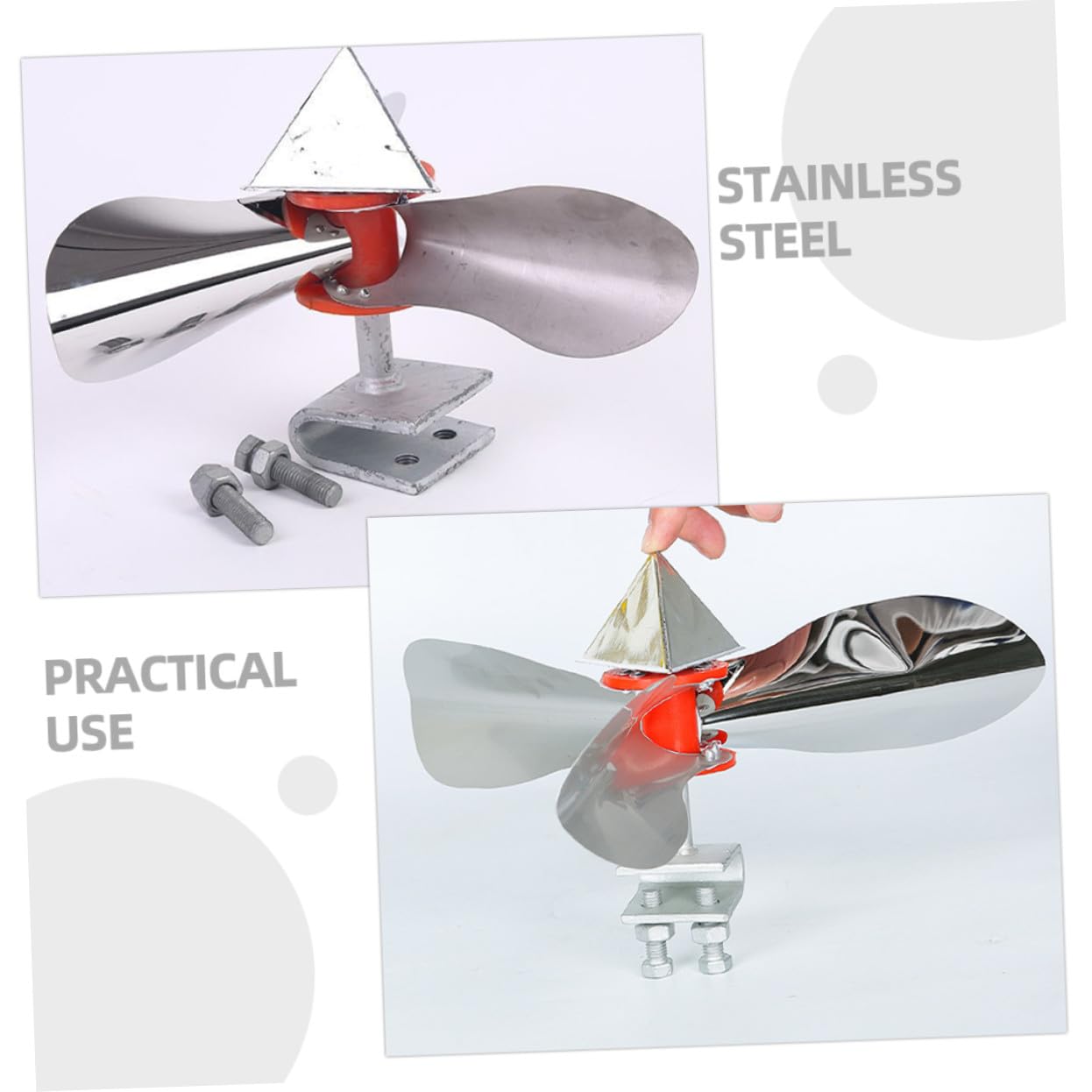 Vogel Windmühle aus Edelstahl und Abs, Silber, Reflektierend für Vögel