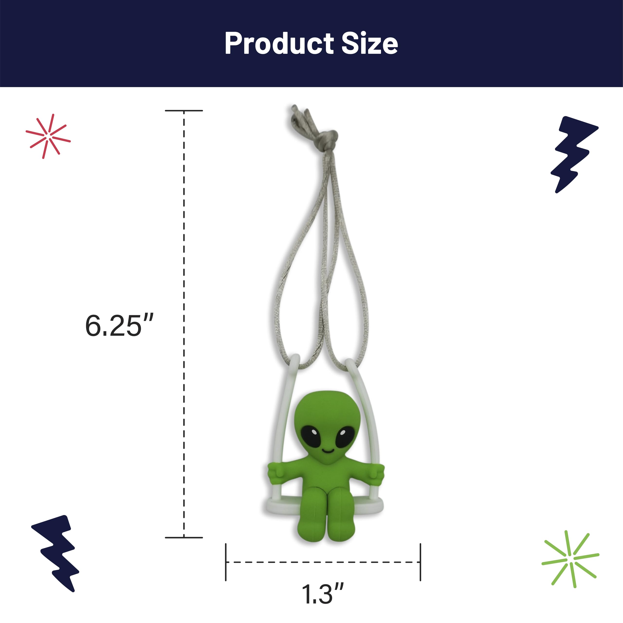 Funny Hanging Mirror Swing – Quirky and Unique Decor for Car Rearview Mirror, Bedroom or Living Room - Alien
